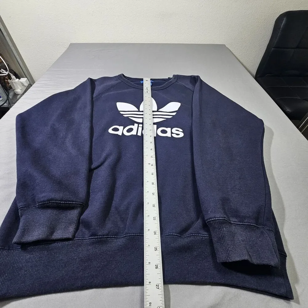 Adidas Originals Trefoil Crewneck Sweatshirt Size L Navy Blue Pullover BQ7519